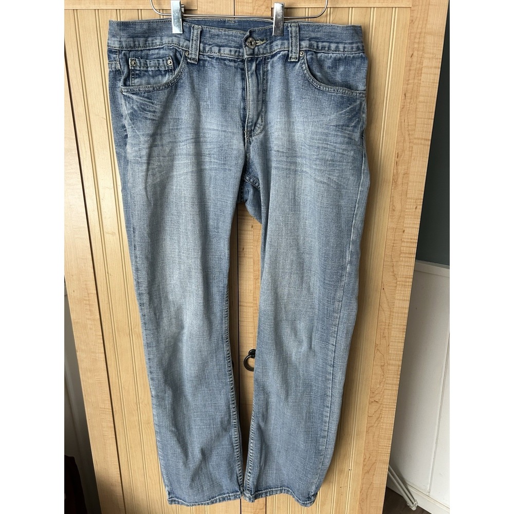 Fly Paper Embroidered Pocket Vintage Grunge Denim Blue Jeans 34x32 Large Men